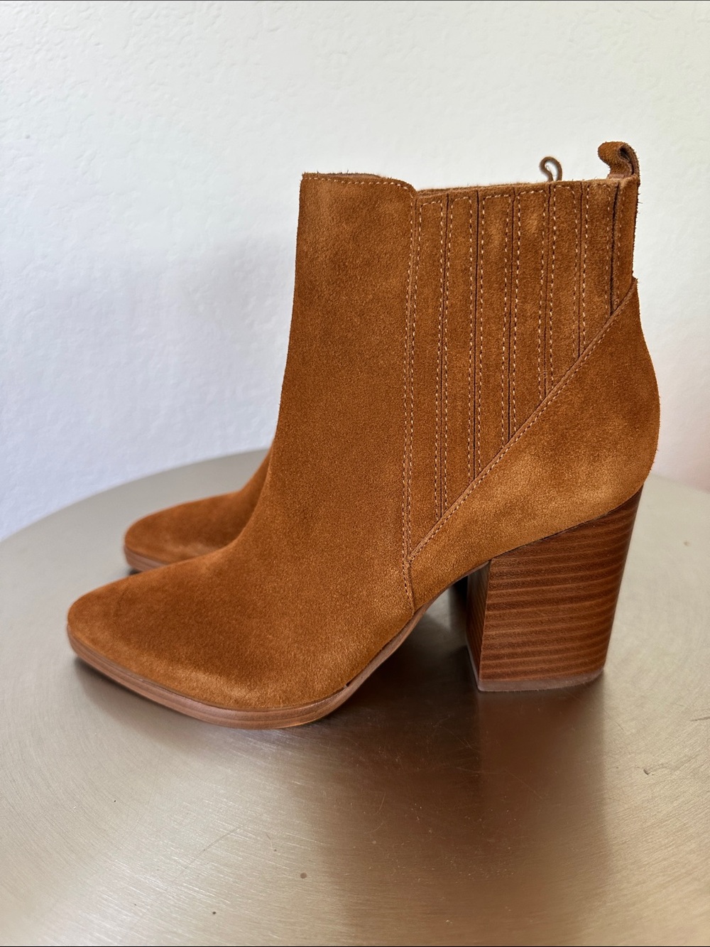 Marc Fisher Suede Ankle Boots in Cognac Brown - Picture 4 of 6